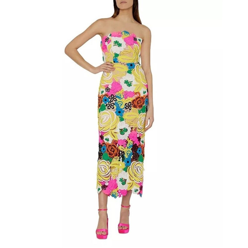 Milly Floral Strapless Lace Dress - Multicolor